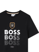 T-shirt per bambino Boss Kids nera con stampa grafica - Rubino Kids