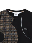 T-shirt per bambino Boss Kids nero con stampa grafica all - over - Rubino Kids