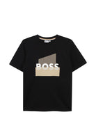 T-shirt per bambino Boss Kids nero con stampa grafica - Rubino Kids