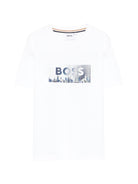 T-shirt per bambino Boss Kidswear bianco con logo sul davanti - Rubino Kids