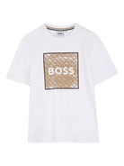T-shirt per bambino BOSS Kidswear bianco con stampa - Rubino Kids