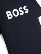 T-shirt per bambino BOSS Kidswear blu con logo goffrato bianco - Rubino Kids