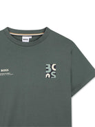 T-shirt per bambino Boss Kidswear verde con logo sul petto - Rubino Kids