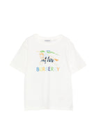 T-shirt per bambino Burberry Kids bianca con Equestrian Knight sul davanti - Rubino Kids