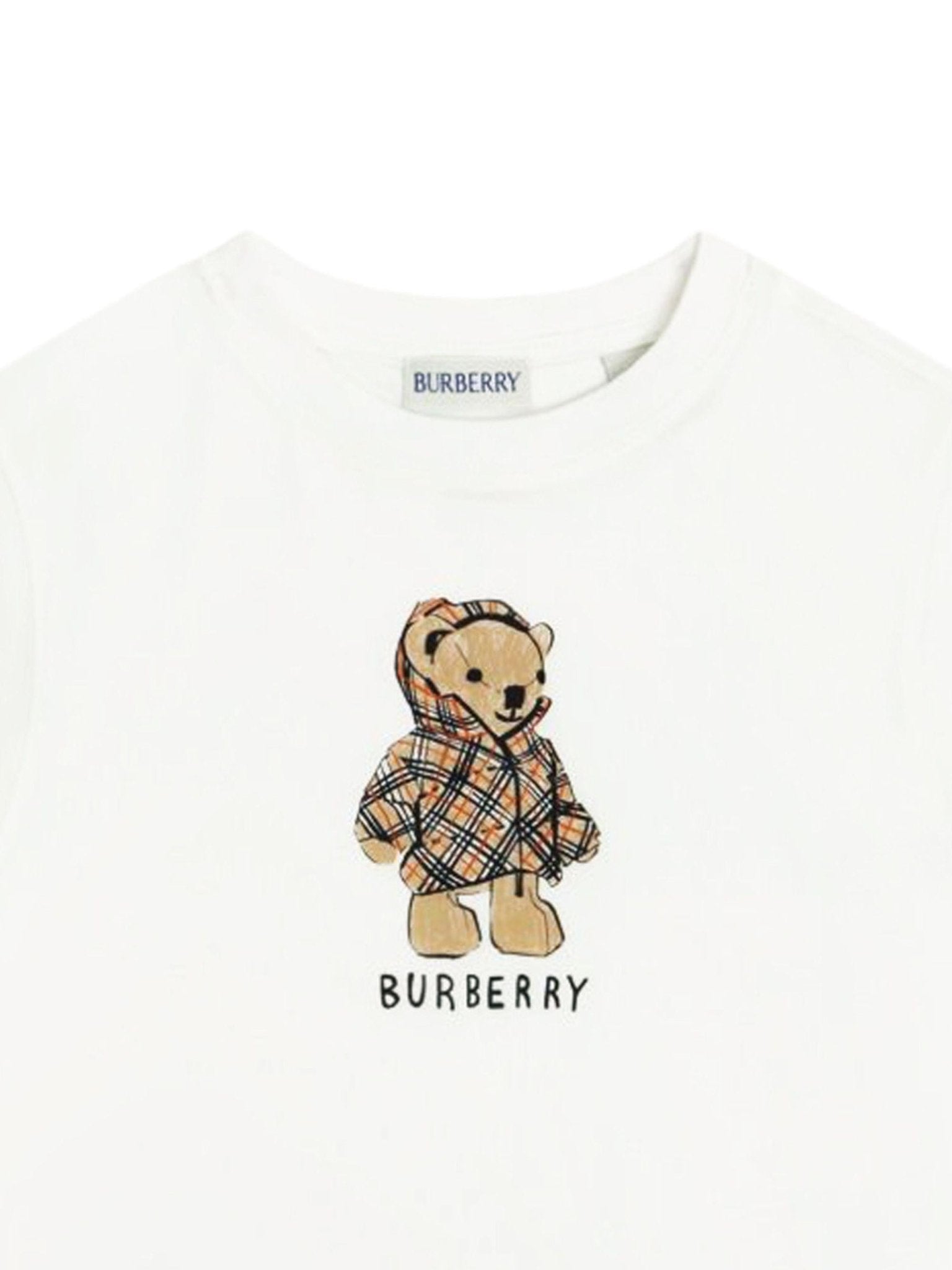T-shirt per bambino Burberry Kids bianca con stampa grafica orsacchiotto - Rubino Kids