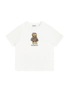 T-shirt per bambino Burberry Kids bianca con stampa grafica orsacchiotto - Rubino Kids