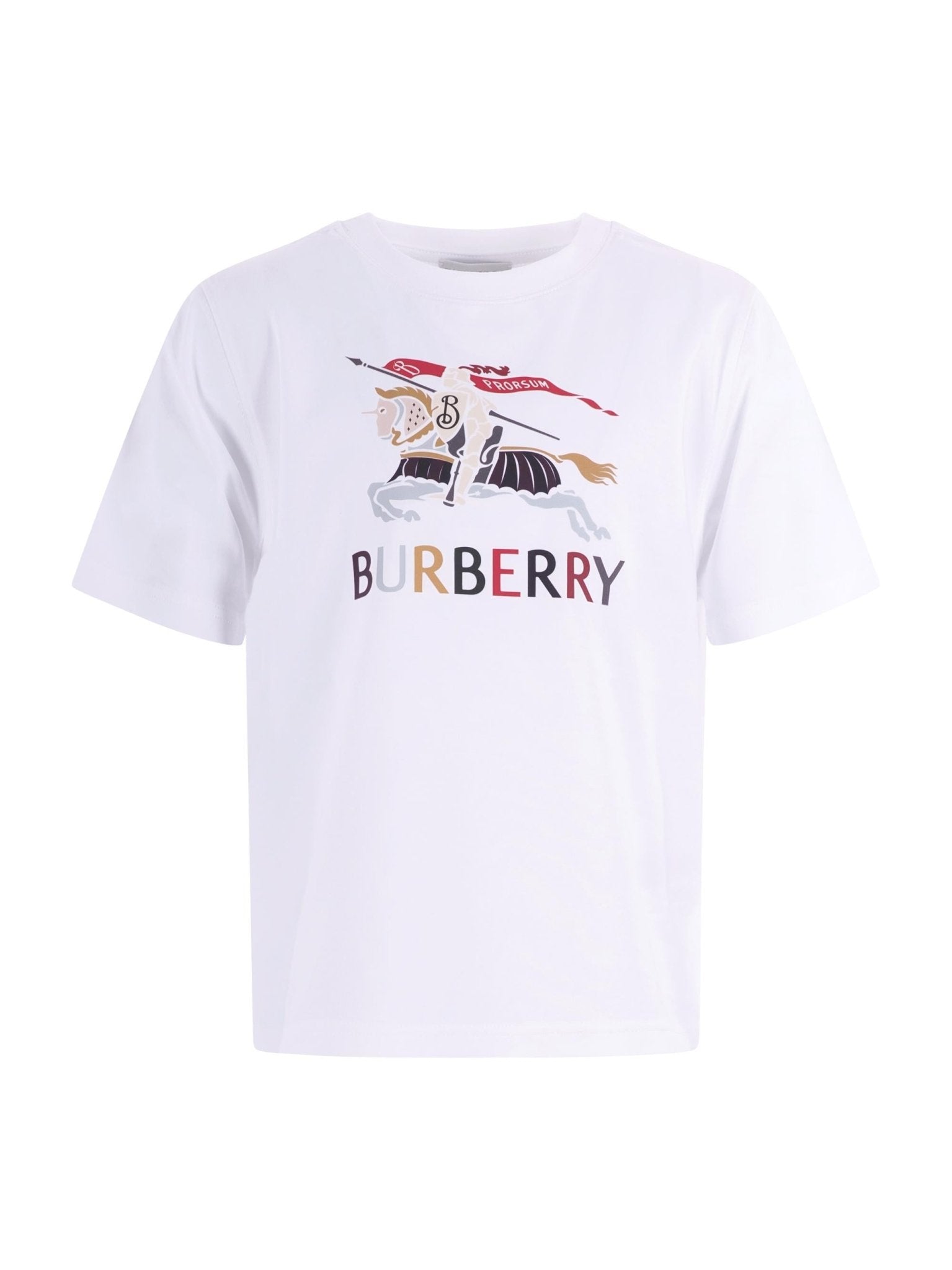 T-shirt per bambino Burberry Kids bianca con stampa grafica sul davanti - Rubino Kids