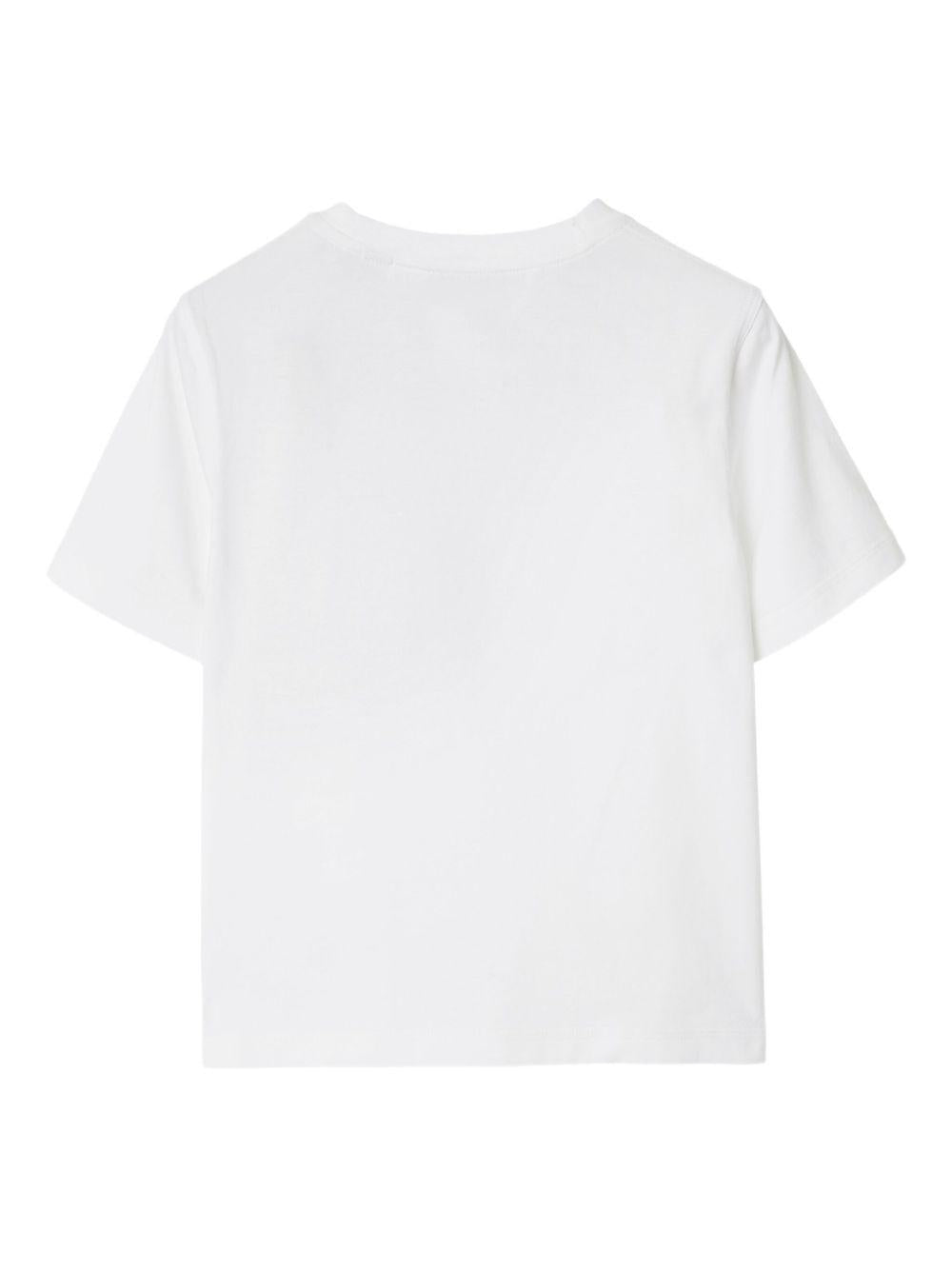 T-shirt per bambino Burberry Kids bianco con applicazione a quadri - Rubino Kids