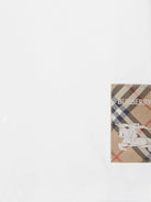 T-shirt per bambino Burberry Kids bianco con applicazione a quadri - Rubino Kids