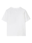 T-shirt per bambino Burberry Kids bianco con applicazione a quadri - Rubino Kids