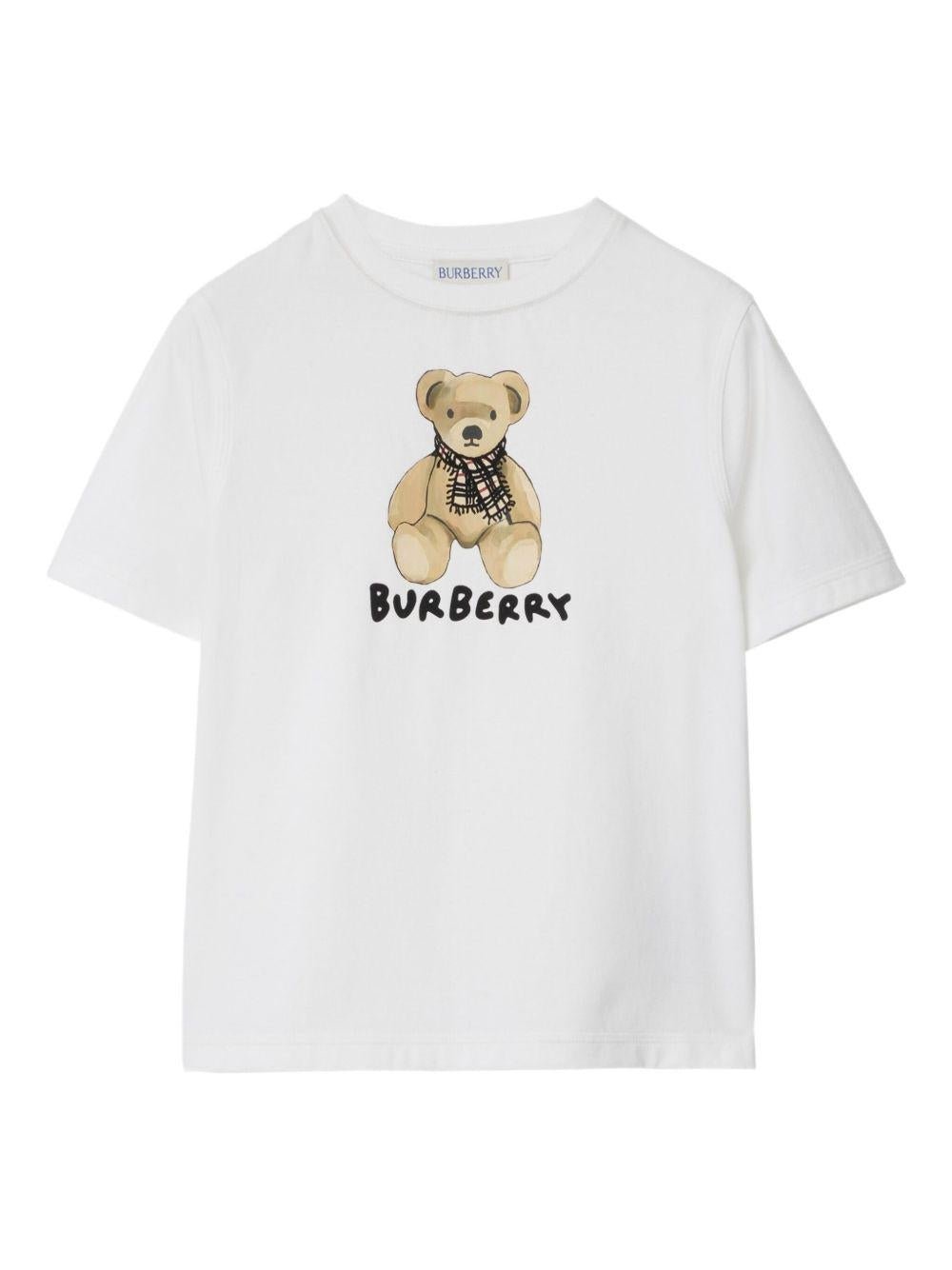 Burberry Kids White Thomas Bear Straight Hem T-Shirt for Boys