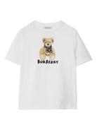 T-shirt per bambino Burberry Kids bianco Thomas Bear con orlo dritto - Rubino Kids
