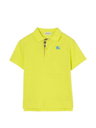 T-shirt per bambino Burberry Kids giallo con ricamo Equestrian Knight sul davanti - Rubino Kids