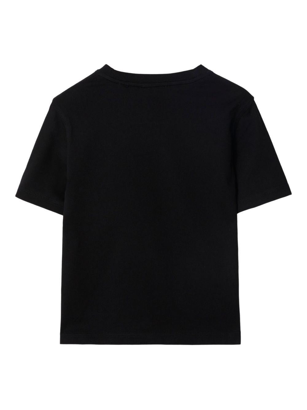 T-shirt per bambino Burberry Kids nero con applicazione a quadri - Rubino Kids