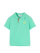 T-shirt per bambino Burberry Kids verde con ricamo Equestrian Knight - Rubino Kids