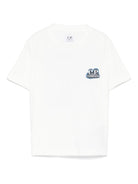 T-shirt per bambino C.P. Company bianco stampa con logo sul petto - Rubino Kids