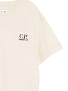 T-shirt per bambino C.P. Company Kids beige con logo sul davanti - Rubino Kids