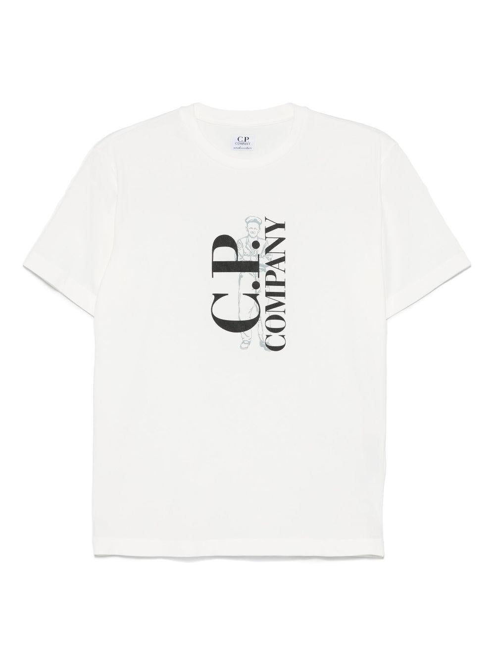 T-shirt per bambino C.P. Company Kids bianco con logo - Rubino Kids