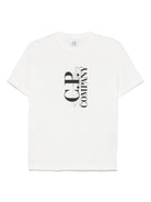 T-shirt per bambino C.P. Company Kids bianco con logo - Rubino Kids