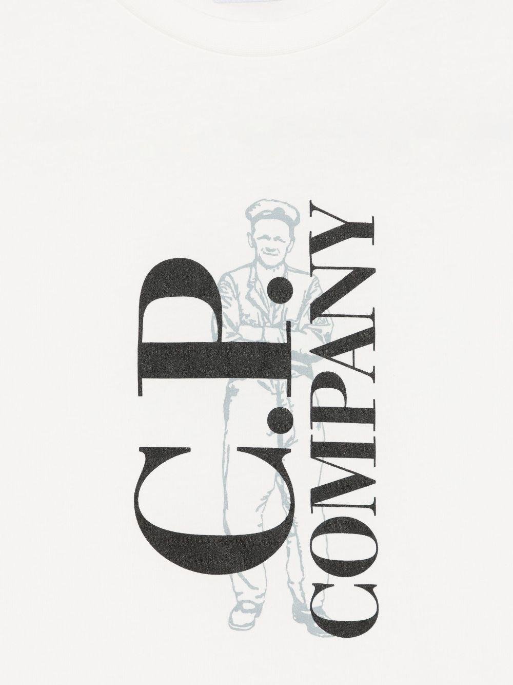 T-shirt per bambino C.P. Company Kids bianco con logo - Rubino Kids