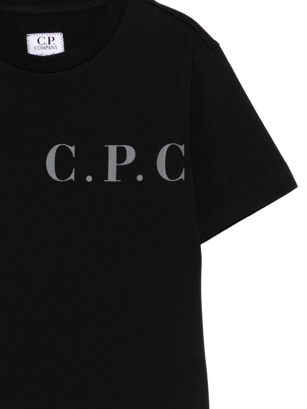 T-shirt per bambino C.P. Company Kids nera con logo sul davanti - Rubino Kids