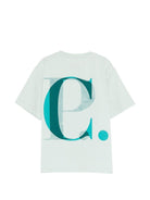 T-shirt per bambino C.P Company kids verde con stampa logo sul davanti - Rubino Kids