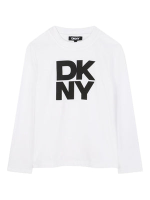 T-shirt per bambino DKNY Kids bianca con logo