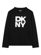 T-shirt per bambino DKNY Kids nero con logo a contrasto - Rubino Kids