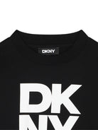 T-shirt per bambino DKNY Kids nero con logo a contrasto - Rubino Kids