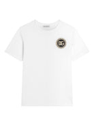 T-shirt per bambino Dolce & Gabbana Kids bianca con applicazione logo - Rubino Kids