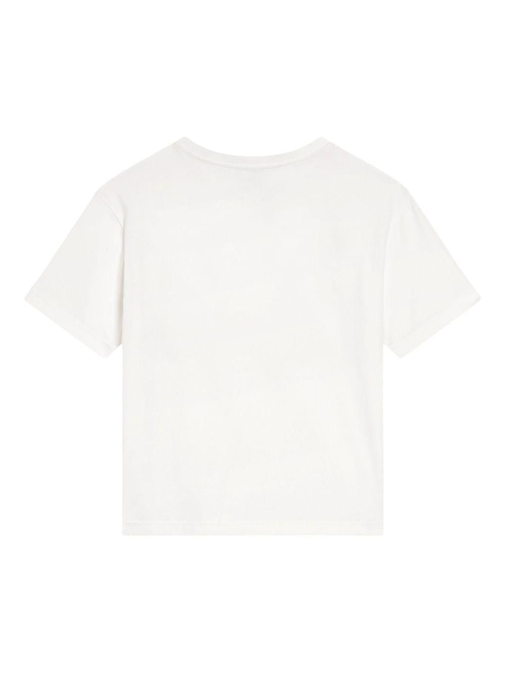 T-shirt per bambino Dolce & Gabbana Kids bianco con stampa logo sul davanti - Rubino Kids