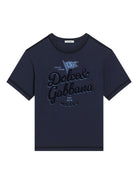 T-shirt per bambino Dolce & Gabbana Kids blu con stampa - Rubino Kids