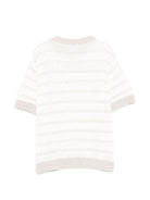 T-shirt per bambino Eleventy Kids beige con design a righe - Rubino Kids