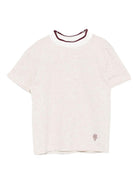 T-shirt per bambino Eleventy Kids beige con logo sul davanti - Rubino Kids