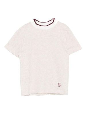 T-shirt per bambino Eleventy Kids beige con logo sul davanti