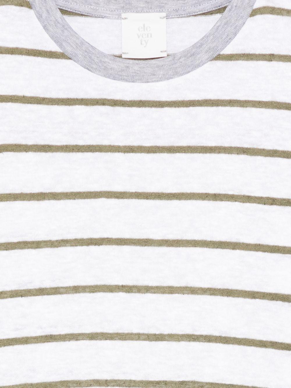 T-shirt per bambino Eleventy Kids bianca con motivo a righe - Rubino Kids