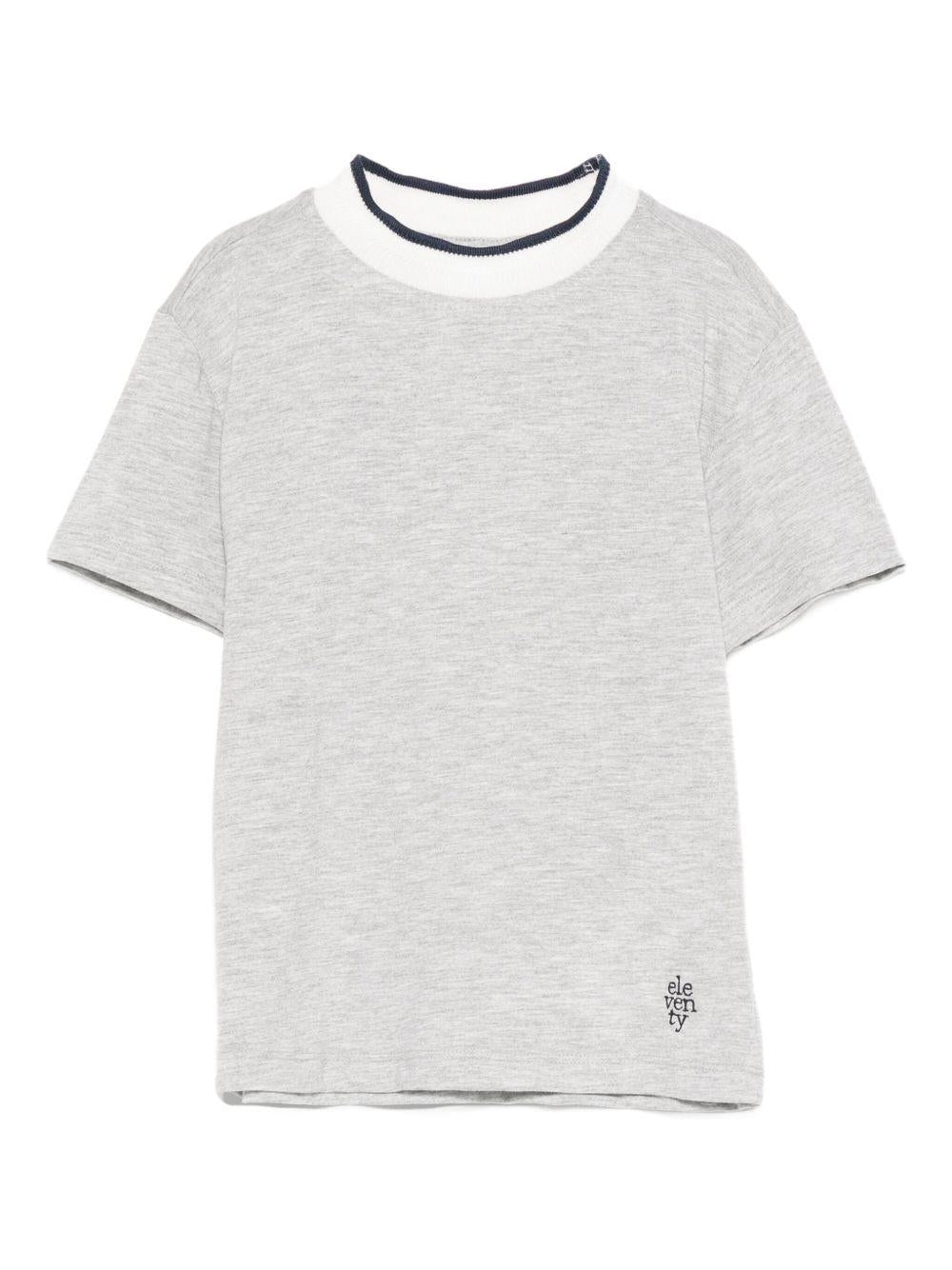 T-shirt per bambino Eleventy Kids grigio con dettaglio logo - Rubino Kids