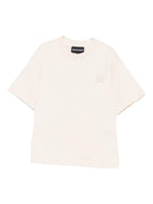 T-shirt per bambino Emporio Armani Kids beige con dettaglio logo - Rubino Kids