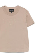 T-shirt per bambino Emporio Armani Kids beige con logo applicato - Rubino Kids