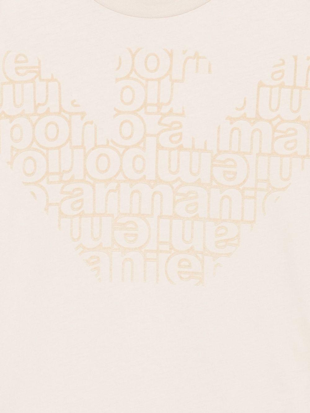T-shirt per bambino Emporio Armani Kids beige con logo aquila - Rubino Kids