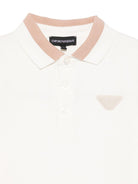 T-shirt per bambino Emporio Armani Kids beige con logo aquila sul davanti - Rubino Kids