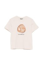 T-shirt per bambino Emporio Armani Kids beige con stampa grafica sul davanti - Rubino Kids