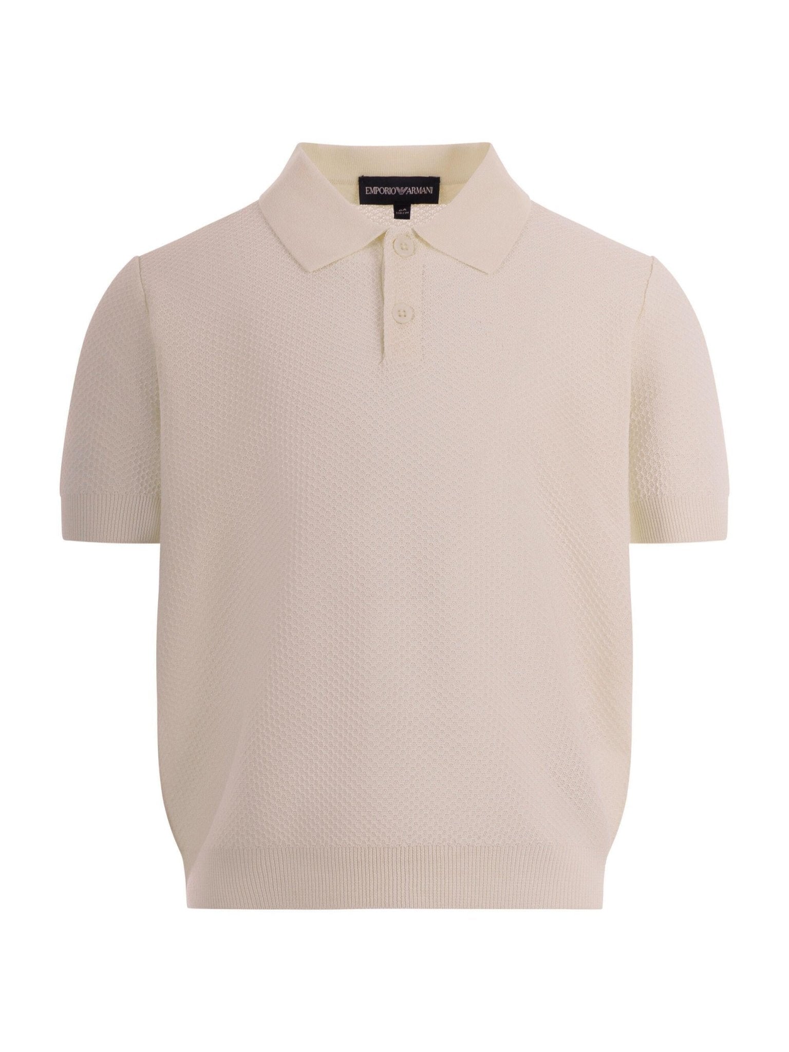 T-shirt per bambino Emporio Armani Kids beige con texture traforata - Rubino Kids