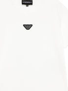 T-shirt per bambino Emporio Armani Kids bianca con logo Aquila sul davanti - Rubino Kids