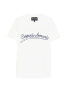 T-shirt per bambino Emporio Armani Kids bianca con logo ricamato - Rubino Kids