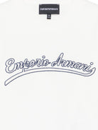 T-shirt per bambino Emporio Armani Kids bianca con logo ricamato - Rubino Kids