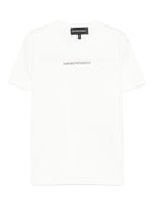 T-shirt per bambino Emporio Armani Kids bianca con logo sul davanti - Rubino Kids