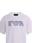 T-shirt per bambino Emporio Armani Kids bianca con logo sul davanti - Rubino Kids