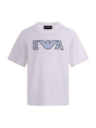 T-shirt per bambino Emporio Armani Kids bianca con logo sul davanti - Rubino Kids