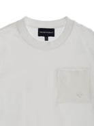T-shirt per bambino Emporio Armani Kids bianca con tasca applicata sul petto - Rubino Kids